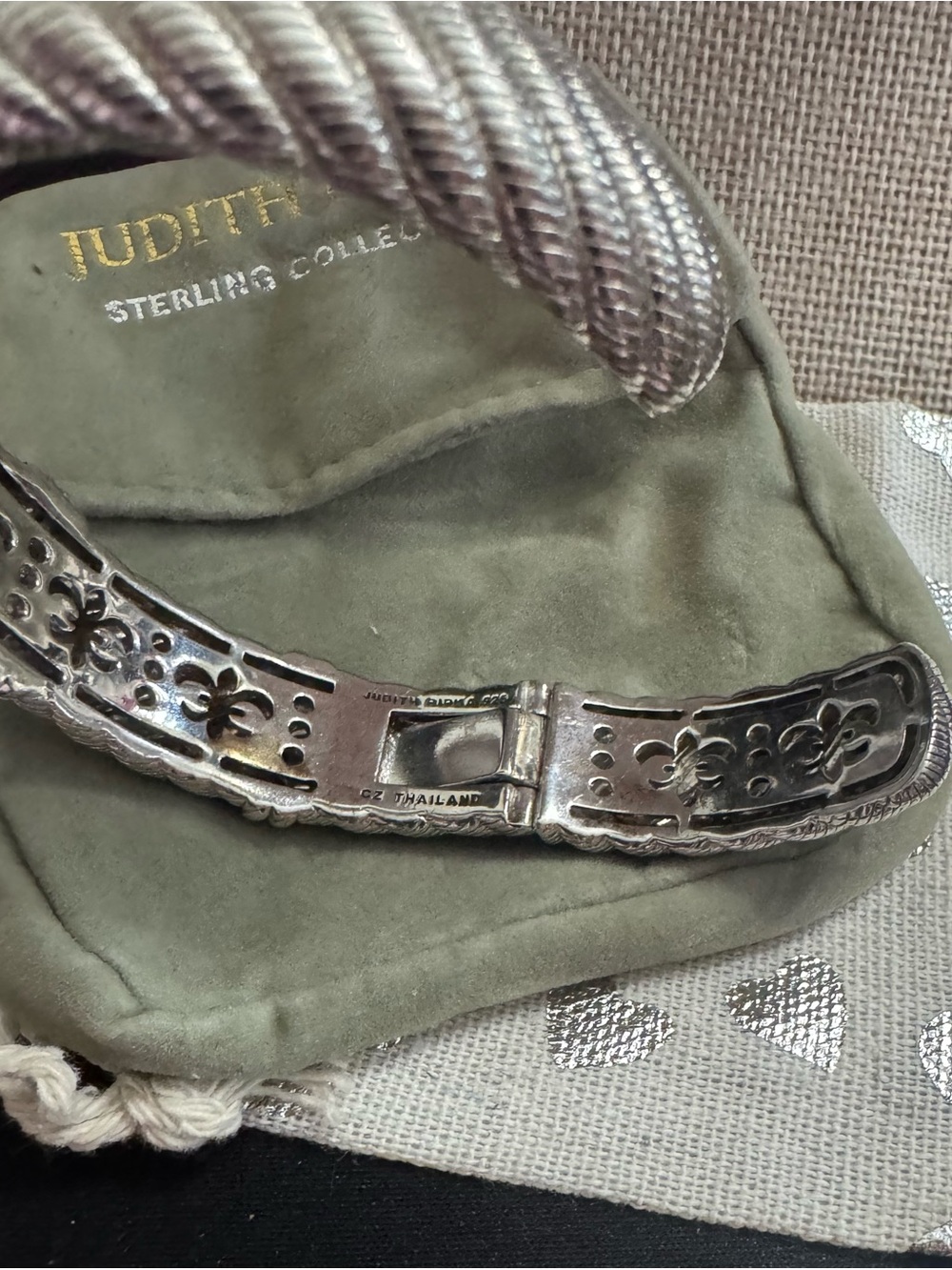 Judith Ripka .925 Luxury Designed Textured Cuff Bracelet 74g w/Diamonique Accent - Picture 6 of 9